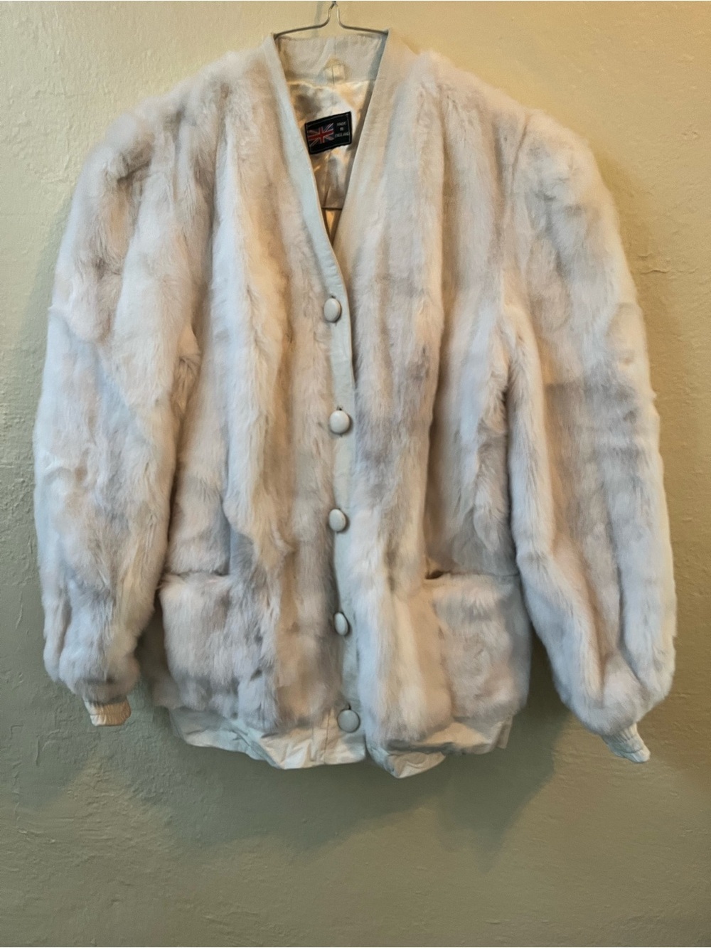 Luxury Women's Cream Fur Jacket - Classic Button Front